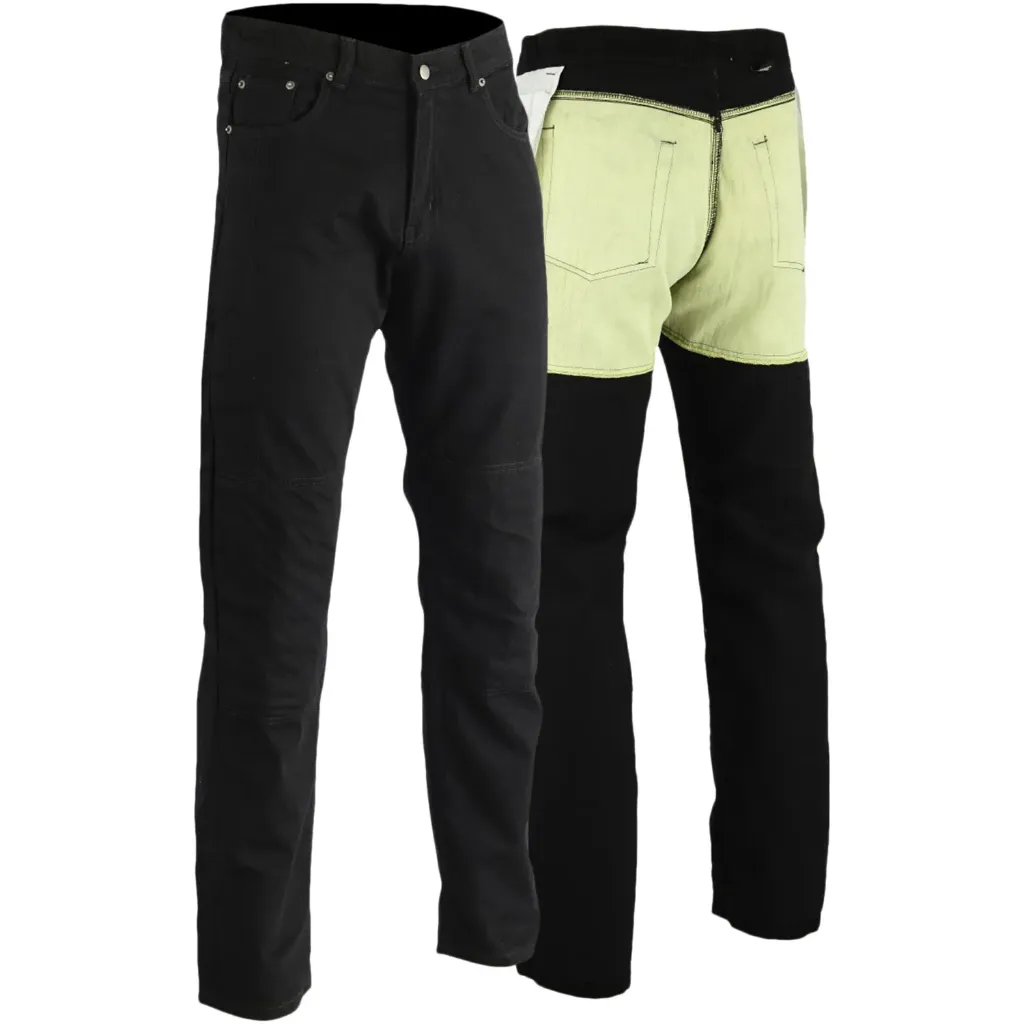 Motorcycle Jeans – Black Riding Jeans with Aramid Fiber Lining and Included Protectors
