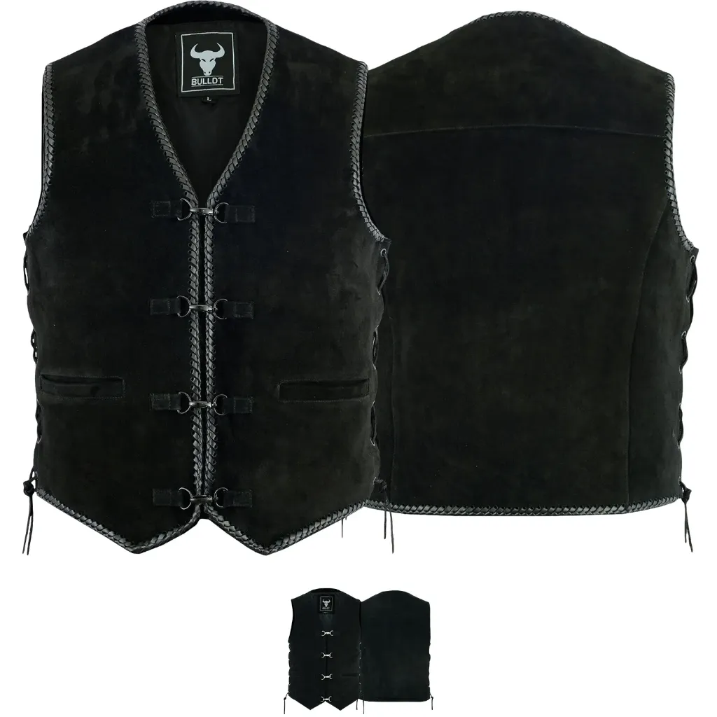 [20902] BULLDT Motorcycle Cut-Off Vest, Suede Leather Vest, Biker Vest, Motorcycle Vest (48/S, D1)