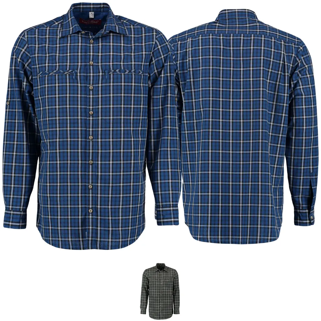 [24794] Outdoor Shirt Long Sleeve Regular Fit Shirt with Shark Collar and Roll-Up Sleeves (S (37/38), Dunkelblau)