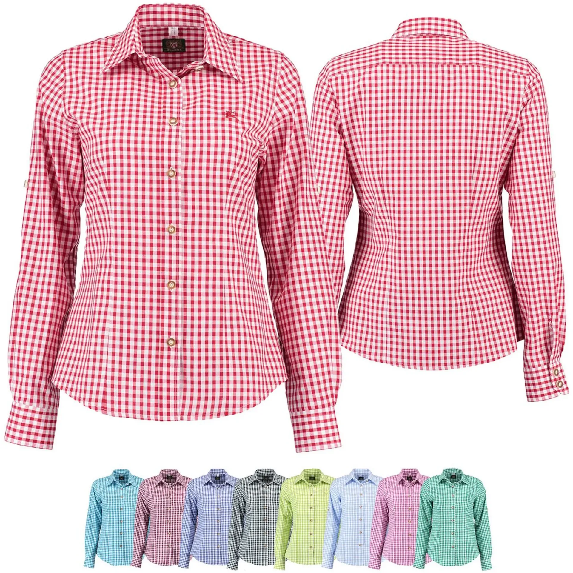 German Wear Traditional Blouse for Lederhosen – Checked Bavarian Traditional Blouse