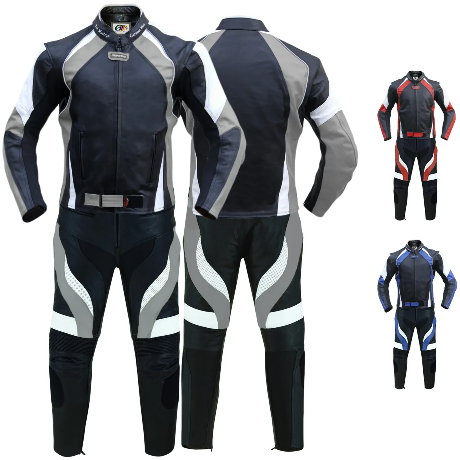 Two-Piece Motorcycle Suit – Biker Leather Suit Made from Genuine Cowhide Leather