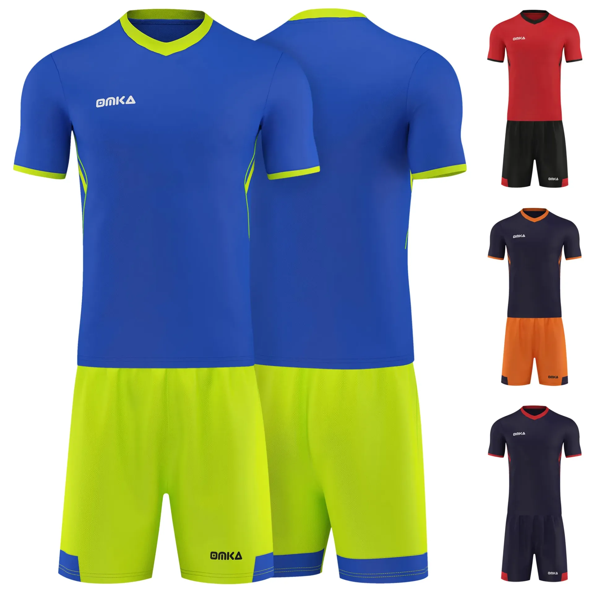 [12685] OMKA 2-Piece Sports Kit – Football, Fitness, Tennis & Teamwear (Jersey + Shorts Set) (S, Blau)