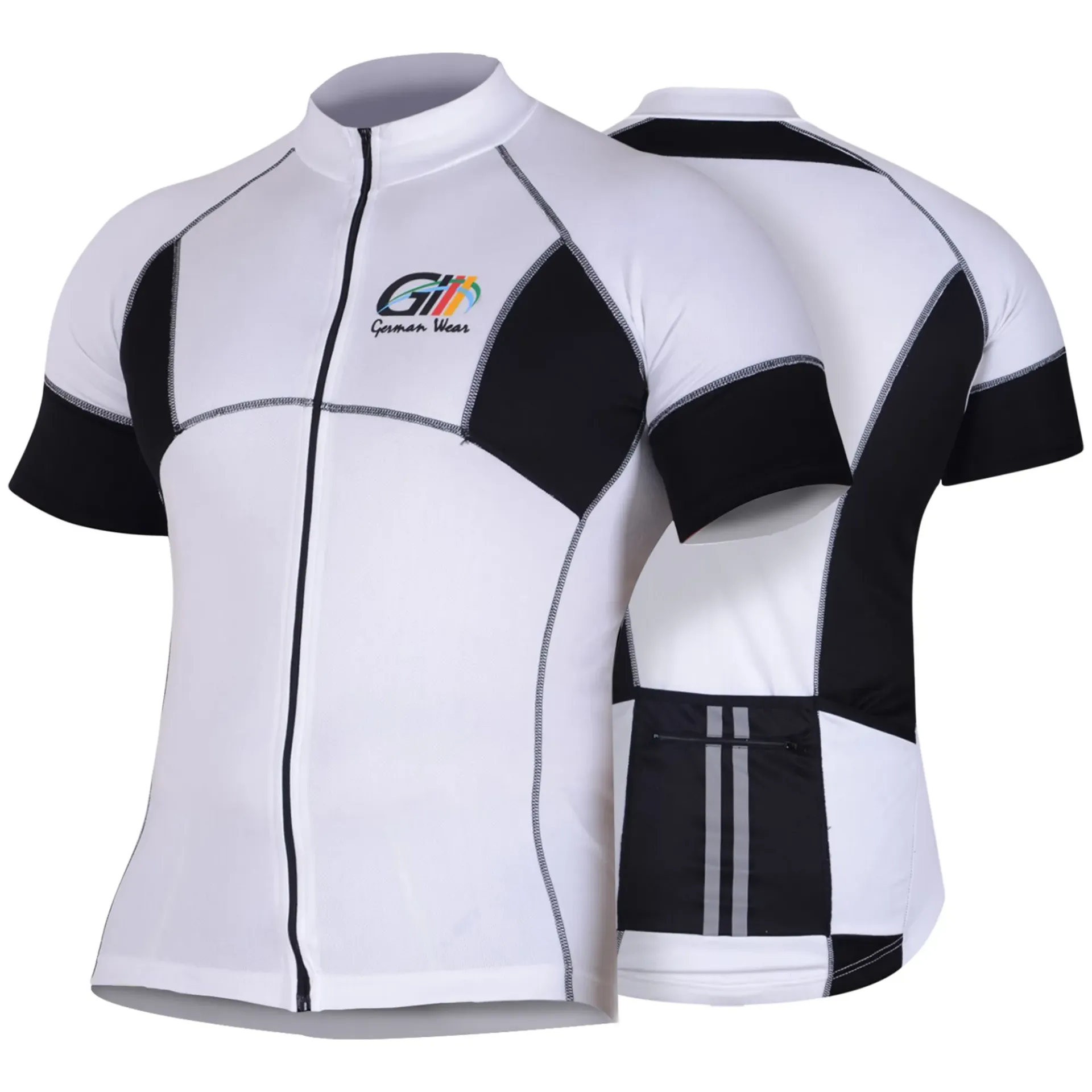 [8687] Cycling Jersey Bicycle Jersey Bike Cycling Shirt Jersey Black/White (46/XS)