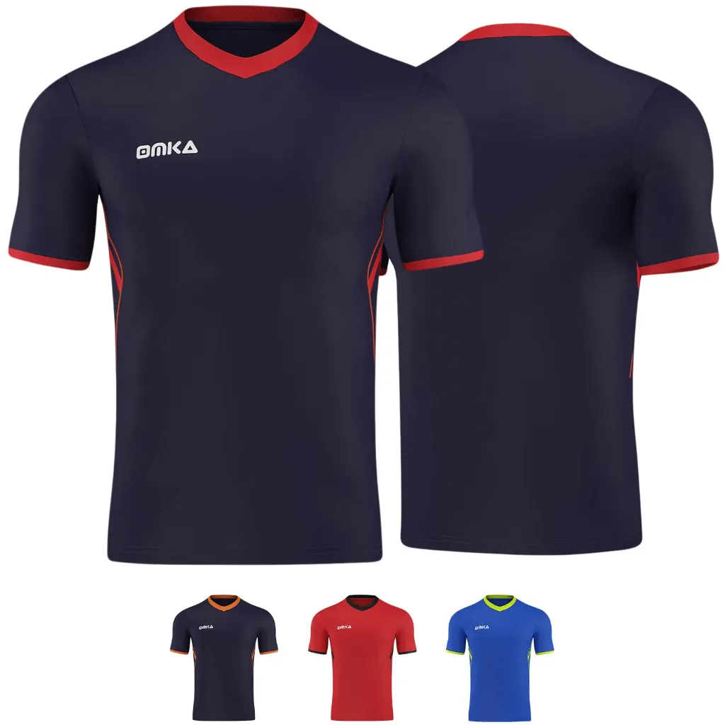 [12677] OMKA Teamwear Jersey Football Handball Rugby Running Volleyball Uniform Shirt OK110 (48/S, Marineblau/Rot)