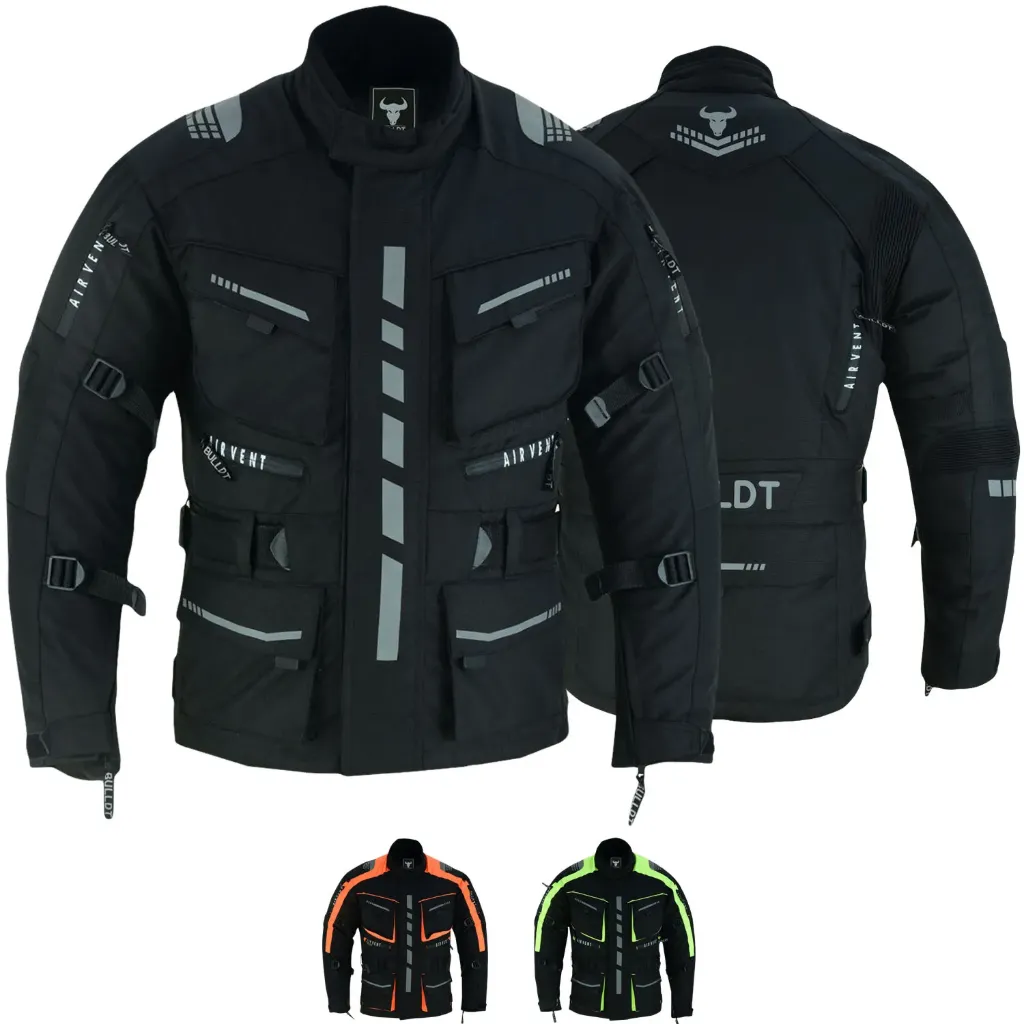 BULLDT Motorradjacke Cordura Textilien Jacke Bikerjacke BLD325J (48/S, Neon Gelb)