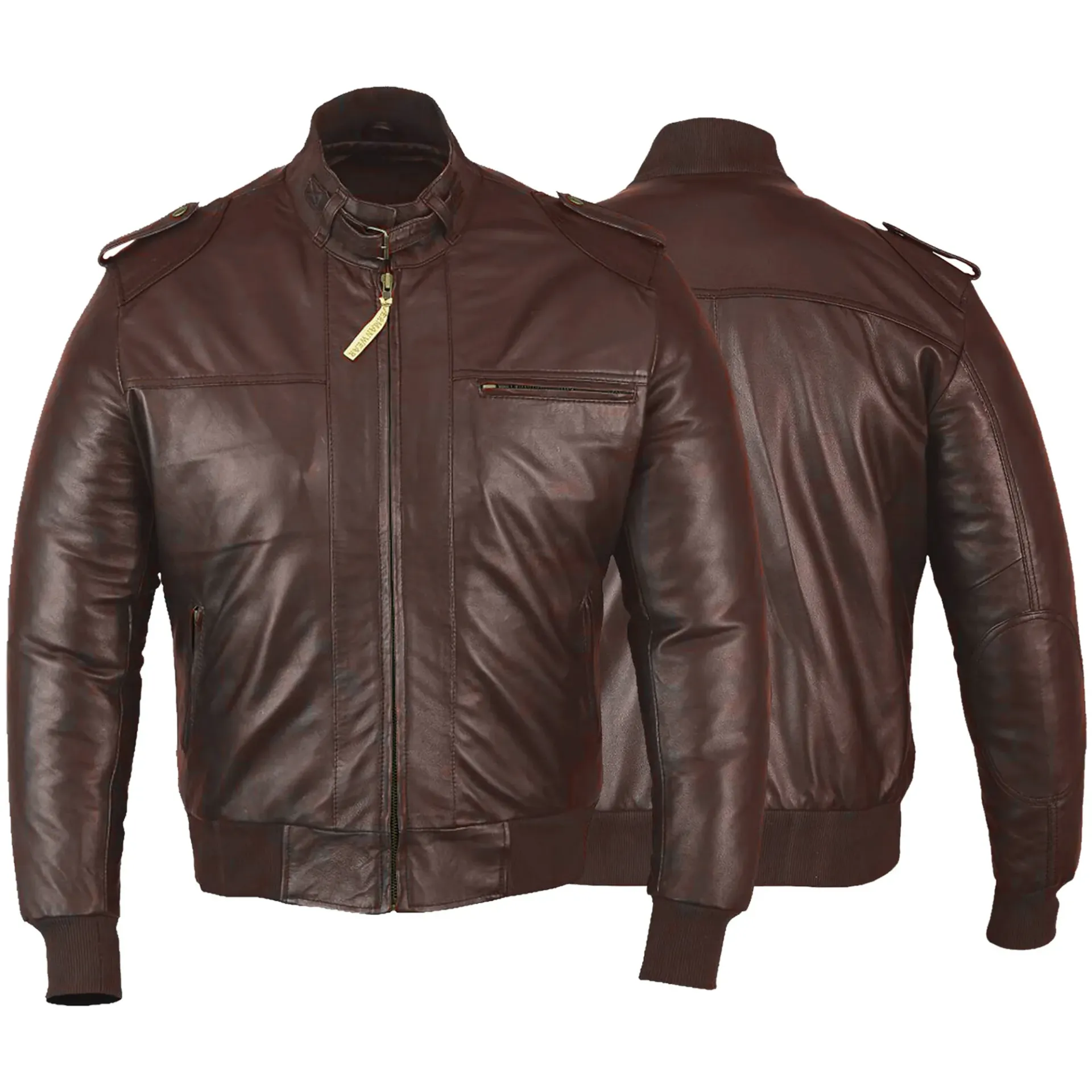 German Wear, Trend Fashion Genuine Lamb Nappa Leather Jacket, Brown